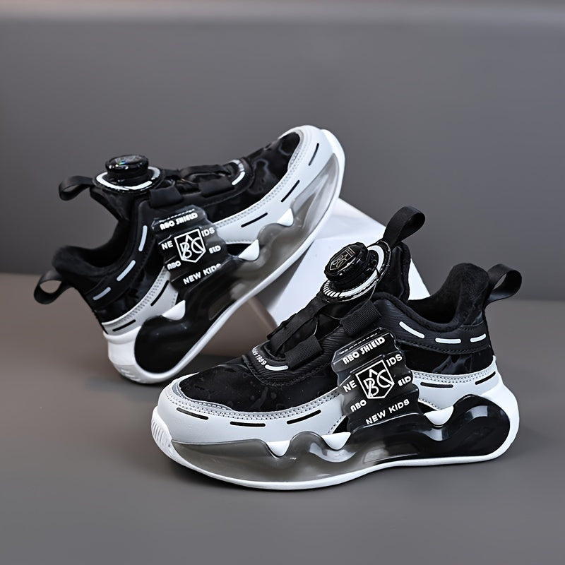 Youngsters' Vibrant Athletic Sneakers - Breathable & Non-Slip, Mid-Top with Hook-and-loop Fastener Strap, Colorful Cloud Pattern & Letter Design, Durable EVA Sole, Perfect for All Seasons, Girls Shoes