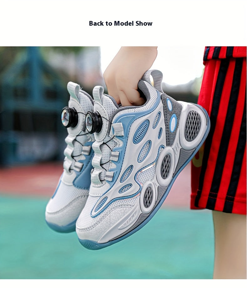 Youngsters' Sneakers - Breathable Mesh with Adjustable Buckle Closure, EVA Sole - Ideal for Sports & Casual Use - Black & White Design