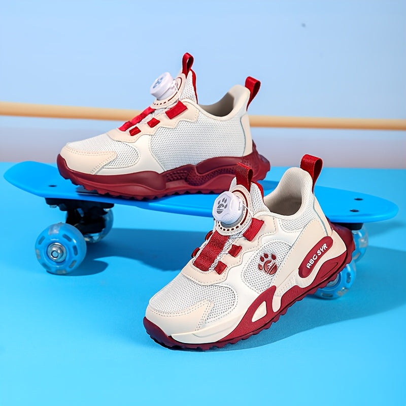 Youngsters' Fashion Sneakers - Spring 2025 Collection, Breathable Mesh Casual Running Shoes for Boys & Girls with Easy Twist Buckle Closure, Durable EVA Sole - Non-Slip & Comfortable for Outdoor Activities, Casual Youngsters'
