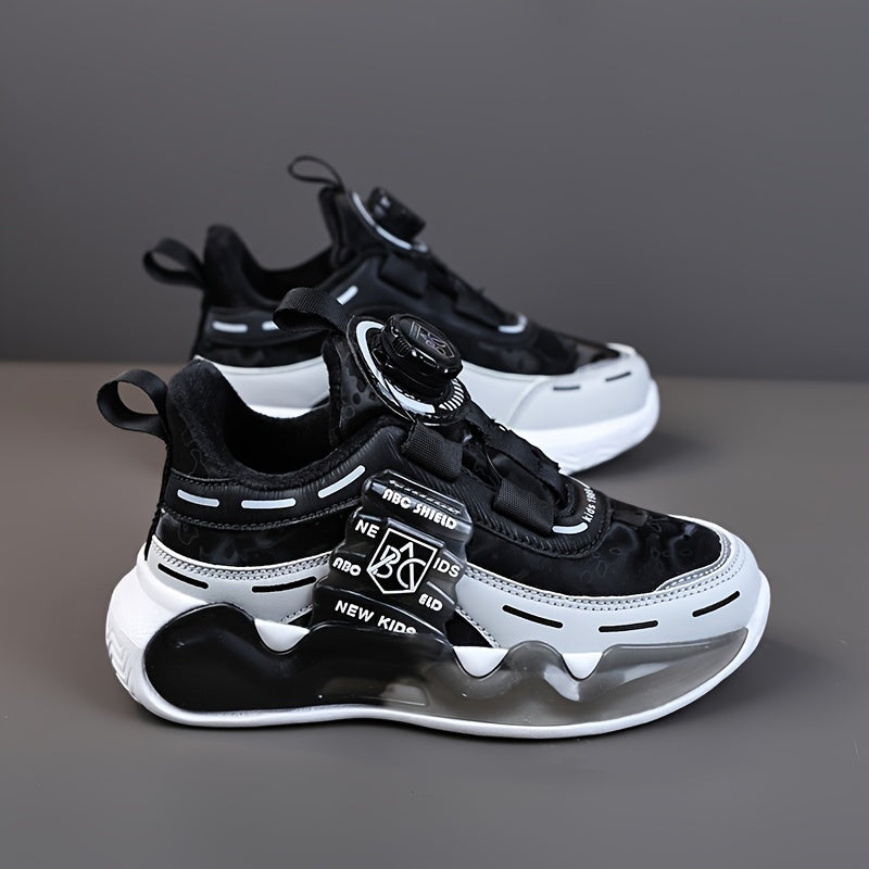 Youngsters' Vibrant Athletic Sneakers - Breathable & Non-Slip, Mid-Top with Hook-and-loop Fastener Strap, Colorful Cloud Pattern & Letter Design, Durable EVA Sole, Perfect for All Seasons, Girls Shoes