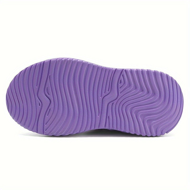 Casual Cool Solid Color Plus Fleece Sneakers For Girls, Wear-resistant Non-slip Warm Running Shoes For Winter