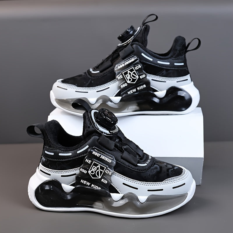 Youngsters' Vibrant Athletic Sneakers - Breathable & Non-Slip, Mid-Top with Hook-and-loop Fastener Strap, Colorful Cloud Pattern & Letter Design, Durable EVA Sole, Perfect for All Seasons, Girls Shoes