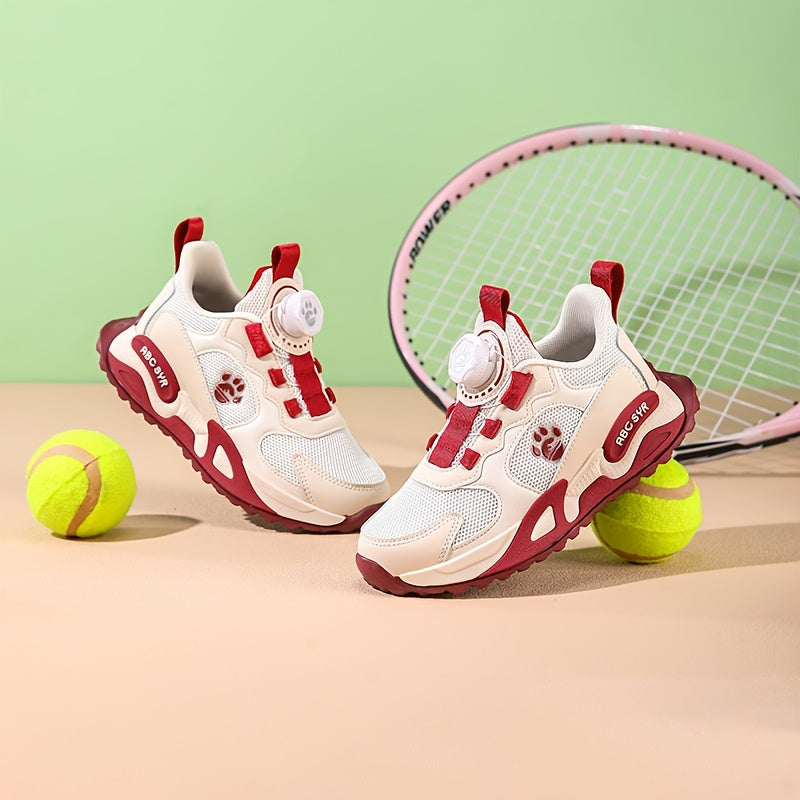 Youngsters' Fashion Sneakers - Spring 2025 Collection, Breathable Mesh Casual Running Shoes for Boys & Girls with Easy Twist Buckle Closure, Durable EVA Sole - Non-Slip & Comfortable for Outdoor Activities, Casual Youngsters'