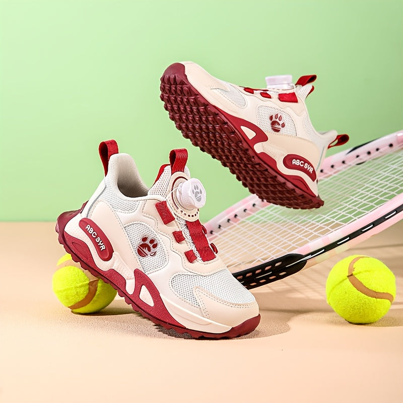 Youngsters' Fashion Sneakers - Spring 2025 Collection, Breathable Mesh Casual Running Shoes for Boys & Girls with Easy Twist Buckle Closure, Durable EVA Sole - Non-Slip & Comfortable for Outdoor Activities, Casual Youngsters'