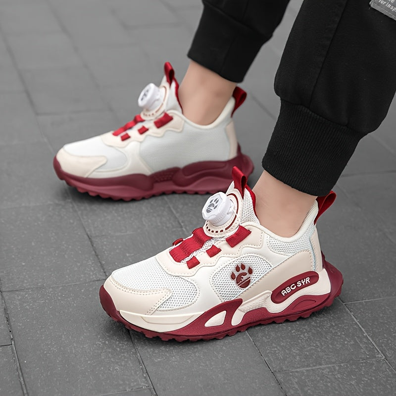 Youngsters' Fashion Sneakers - Spring 2025 Collection, Breathable Mesh Casual Running Shoes for Boys & Girls with Easy Twist Buckle Closure, Durable EVA Sole - Non-Slip & Comfortable for Outdoor Activities, Casual Youngsters'