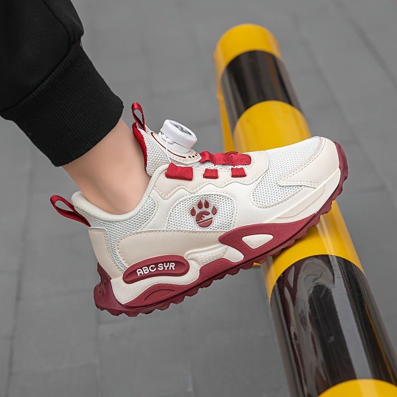 Youngsters' Fashion Sneakers - Spring 2025 Collection, Breathable Mesh Casual Running Shoes for Boys & Girls with Easy Twist Buckle Closure, Durable EVA Sole - Non-Slip & Comfortable for Outdoor Activities, Casual Youngsters'