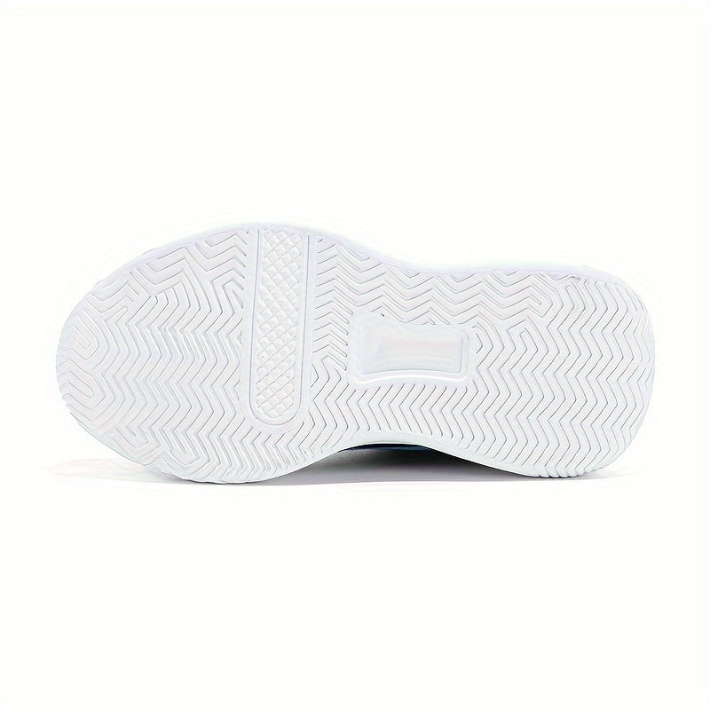 Youngsters' Vibrant Athletic Sneakers - Breathable & Non-Slip, Mid-Top with Hook-and-loop Fastener Strap, Colorful Cloud Pattern & Letter Design, Durable EVA Sole, Perfect for All Seasons, Girls Shoes