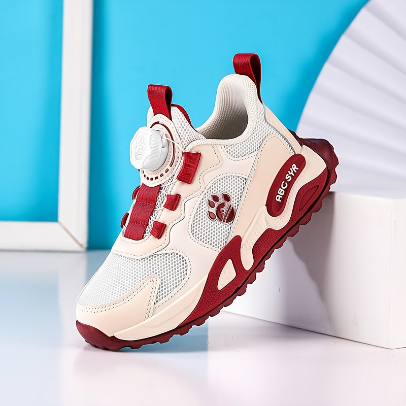 Youngsters' Fashion Sneakers - Spring 2025 Collection, Breathable Mesh Casual Running Shoes for Boys & Girls with Easy Twist Buckle Closure, Durable EVA Sole - Non-Slip & Comfortable for Outdoor Activities, Casual Youngsters'