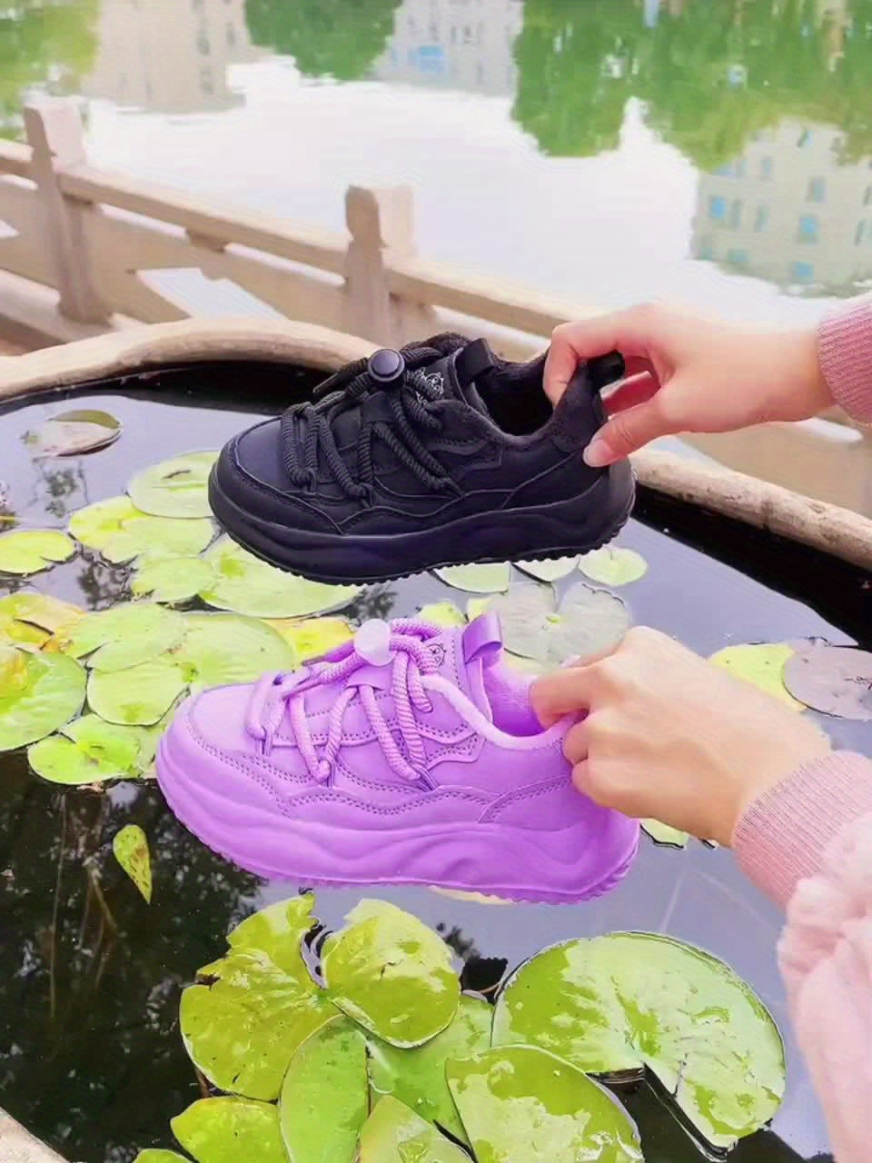 Casual Cool Solid Color Plus Fleece Sneakers For Girls, Wear-resistant Non-slip Warm Running Shoes For Winter